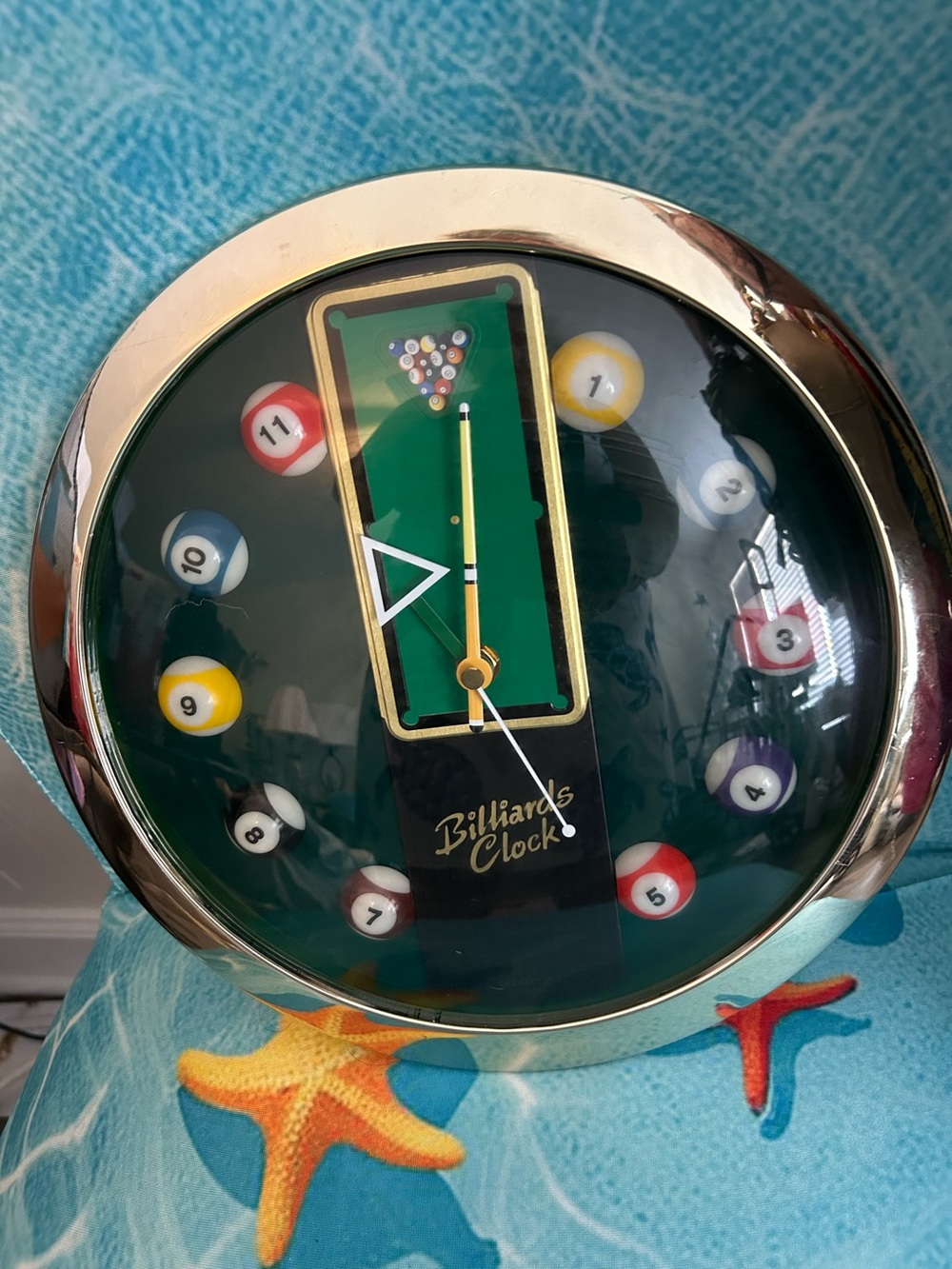 Pool Billiards Wall Clock in Green and Gold – off ch tub